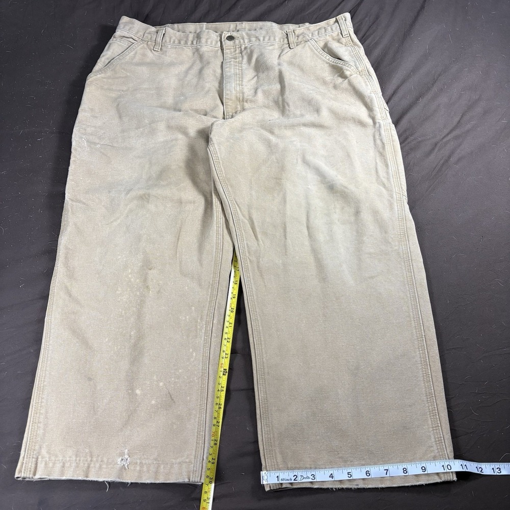 Carhartt Carpenter Pants Mens 42x30 Tan Canvas Dungaree Fit Utility